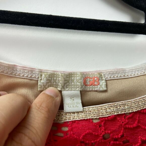 2/$30 Gianni Bini Small Womens Red Orange Eyelet Lace Fit Flare Dress - Picture 4 of 6